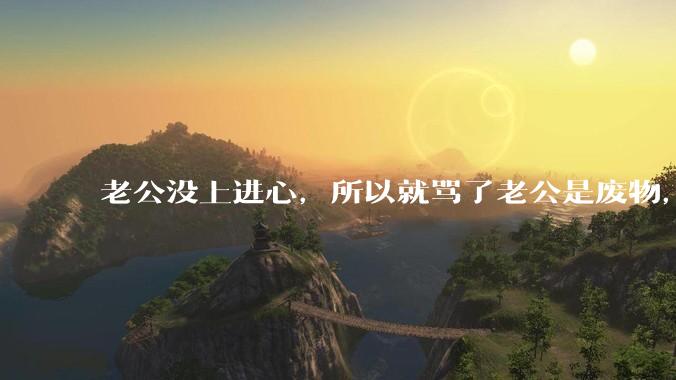 老公没上进心，所以就骂了老公是废物，窝囊废，他很生气。怎么办？